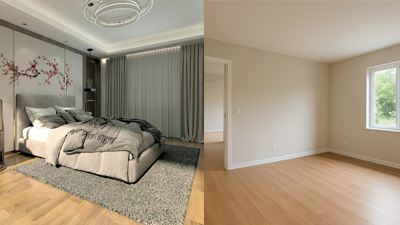 Combinación correcta para copiar estilo: dormitorio de hotel como inspiración junto a un dormitorio vacío de destino en Mix&Design