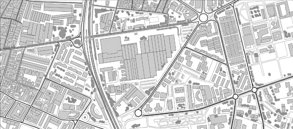 Technical line site plan of the same area, generated with Mix&Design